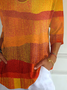 Women Abstract Three Quarter Sleeve Tee T-shirt V Neck Printing Casual Spring/Fall Graphic Tee Top