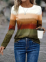 Women Abstract Long Sleeve Tee T-shirt Crew Neck Printing Casual Spring/Fall Graphic Tee Top