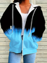 Women Spring/Fall Outerwear Casual Printing Abstract Long Sleeve Hoodie Jacket