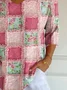 Women Floral Three Quarter Sleeve Tee T-shirt V Neck Printing Casual Spring/Fall Graphic Tee Top