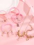 Breast Marker Real Gold Electroplated Pink Ribbon Women's Health Pearl Bracelet Necklace Set Ins Shambhala Jewelry