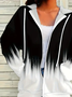 Women Spring/Fall Outerwear Casual Printing Abstract Long Sleeve Hoodie Jacket