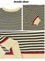 Women Striped Split Joint Winter Street Long Sleeve Crew Neck Sweater