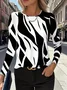 Women Abstract Long Sleeve Tee T-shirt Crew Neck Printing Casual Spring/Fall Graphic Tee Top