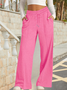 Women Plain Long Elastic Waist Pants Casual Spring/Fall Trousers