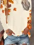 Women Maple Leaf Long Sleeve Tee T-shirt Crew Neck Printing Casual Spring/Fall Graphic Tee Top