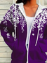 Women Spring/Fall Outerwear Casual Printing Floral Long Sleeve Hoodie Jacket