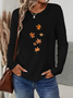 Women Maple Leaf Long Sleeve Tee T-shirt Crew Neck Printing Casual Spring/Fall Graphic Tee Top