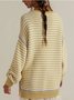 Women Striped Split Joint Winter Street Long Sleeve Crew Neck Sweater