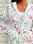 Women Spring/Fall Outerwear Casual Printing Floral Long Sleeve Hoodie Jacket
