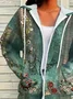 Women Spring/Fall Outerwear Casual Printing Floral Long Sleeve Hoodie Jacket