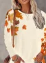 Women Maple Leaf Long Sleeve Tee T-shirt Crew Neck Printing Casual Spring/Fall Graphic Tee Top