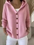 Women Plain Long Sleeve Hoodie Casual Spring/Fall Cardigan Outerwear