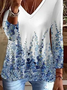 Women Abstract Long Sleeve Tee T-shirt V Neck Printing Casual Spring/Fall Graphic Tee Top