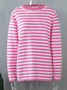 Women Striped Split Joint Spring/Fall Street Long Sleeve Crew Neck Sweater