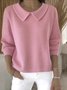 Women Plain Spring/Fall Casual Long Sleeve Shawl Collar Cotton Sweater