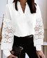 Women Color Block Long Sleeve Shirt Spring/Fall Split Joint V Neck Balloon Sleeve Daily Casual Top