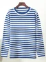 Women Striped Split Joint Spring/Fall Street Long Sleeve Crew Neck Sweater
