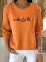 Women Plants Spring/Fall Vintage Long Sleeve Crew Neck Cotton Sweater