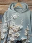 Women Floral Spring/Fall Printing Long Sleeve Casual Daily Hoodie