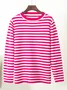 Women Striped Split Joint Spring/Fall Street Long Sleeve Crew Neck Sweater