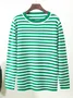 Women Striped Split Joint Spring/Fall Street Long Sleeve Crew Neck Sweater