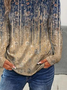 Women Abstract Long Sleeve Tee T-shirt V Neck Printing Casual Spring/Fall Graphic Tee Top