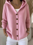 Women Plain Long Sleeve Hoodie Casual Spring/Fall Cardigan Outerwear