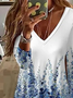 Women Abstract Long Sleeve Tee T-shirt V Neck Printing Casual Spring/Fall Graphic Tee Top
