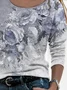 Women Floral Long Sleeve Tee T-shirt Crew Neck Printing Casual Spring/Fall Graphic Tee Top