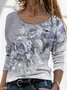 Women Floral Long Sleeve Tee T-shirt Crew Neck Printing Casual Spring/Fall Graphic Tee Top