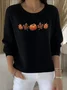 Women Plants Spring/Fall Vintage Long Sleeve Crew Neck Cotton Sweater