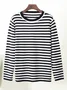 Women Striped Split Joint Spring/Fall Street Long Sleeve Crew Neck Sweater