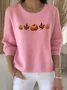 Women Plants Spring/Fall Vintage Long Sleeve Crew Neck Cotton Sweater