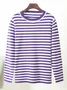 Women Striped Split Joint Spring/Fall Street Long Sleeve Crew Neck Sweater