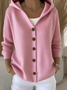 Women Plain Long Sleeve Hoodie Casual Spring/Fall Cardigan Outerwear