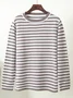 Women Striped Split Joint Spring/Fall Street Long Sleeve Crew Neck Sweater