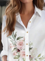 Women Floral Long Sleeve Shirt Spring/Fall Buckle Shirt Collar Regular Sleeve Daily Casual Top