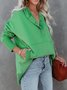 Women Plain Hoodie Split Joint Vintage Spring/Fall Long Sleeve Sweatshirt