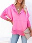 Women Plain Hoodie Split Joint Vintage Spring/Fall Long Sleeve Sweatshirt