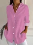 Women Plain Long Sleeve Shirt Spring/Fall Buckle Shirt Collar Regular Sleeve Daily Casual Top