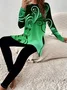 Women Abstract Printing Two-Piece Set Daily Long Sleeve Casual Spring/Fall Top With Pants Matching Set
