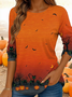 Women Cat Long Sleeve Tee T-shirt Crew Neck Casual Spring/Fall Top