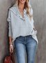 Women Plain Hoodie Split Joint Vintage Spring/Fall Long Sleeve Sweatshirt