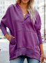 Women Plain Hoodie Split Joint Vintage Spring/Fall Long Sleeve Sweatshirt
