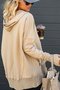 Women Plain Hoodie Split Joint Vintage Spring/Fall Long Sleeve Sweatshirt