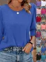 Women Geometric Long Sleeve Tee T-shirt V Neck Printing Vintage Spring/Fall Top