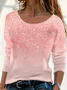 Women Abstract Long Sleeve Tee T-shirt Crew Neck Printing Casual Spring/Fall Graphic Tee Top