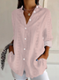 Women Abstract Long Sleeve Shirt Spring/Fall Buckle Shirt Collar Regular Sleeve Daily Casual Top