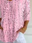 Women Abstract Three Quarter Sleeve Tee T-shirt V Neck Printing Casual Spring/Fall Graphic Tee Top